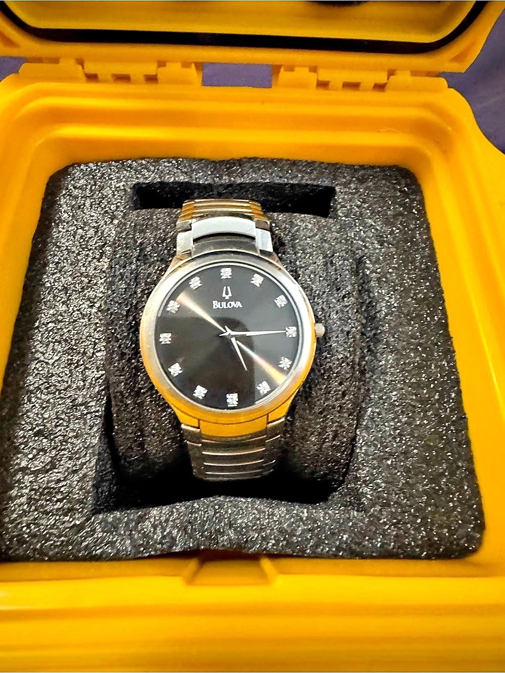 Bulova Men's Silver & Black Watch